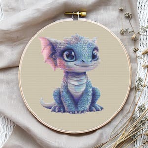 Cute baby dragon medium size Cross Stitch Pattern PDF - Instant Download, DIY Needlework, Beginner-Friendly Embroidery Design V2