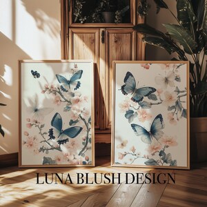 Chinoiserie Printable Wall Art, Chinoiserie Wall Art,Chinoiserie Print, Butterfly Flower Wall Art, Grandmillenial Art,Grandmillenial Decor