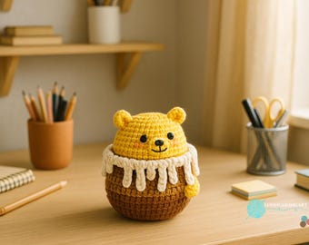 Amigurumi-haakpatroon honingbeer: eenvoudige knuffel DIY (pdf-tutorial)