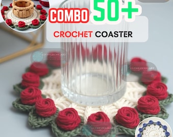 50+ Flower Crochet Coaster Patterns: Floral Amigurumi Tutorial (PDF)