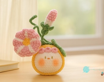 Flower Doll Crochet Pattern: Amigurumi Plush with Blooming Hat (PDF Tutorial