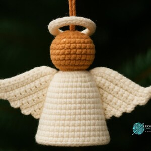 Patroon gehaakt engelornament pdf – zelfstudie elegante kerstengel amigurumi – eenvoudig vakantiedecor, minimalistische boom hangende decoratie doe-het-zelf