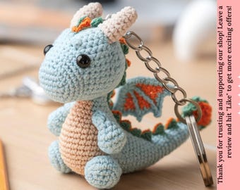 Blue Dragon Schlüsselanhänger Häkelanleitung: Easy Amigurumi Animal (PDF Pattern)