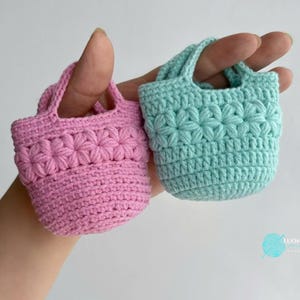 Mini Crochet Bag Pattern PDF, Case Crochet Pattern, Small Tote Crochet Pattern, Cute Keychain Bag Pattern