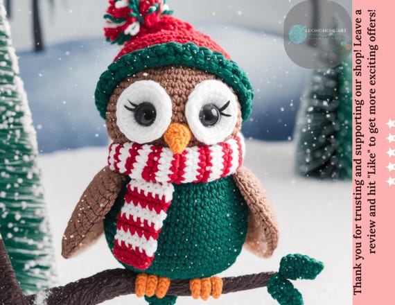 Christmas Owl Crochet Pattern: Amigurumi Magical Animal (PDF Ebook)