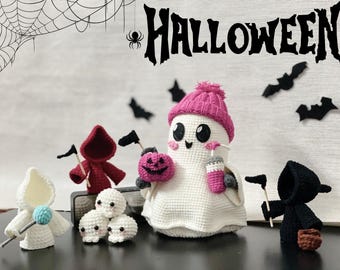 3-in-1 Halloween Crochet Pattern: Grim Reaper, Ghost, Spooky Amigurumi (PDF Pattern)
