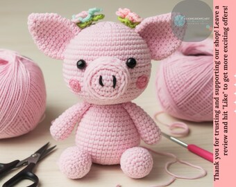 Haakpatroon roze varken amigurumi: speelgoed boerderijdieren (pdf-patroon)
