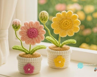 Crochet Flower Pot Pattern: Mini Daisy Amigurumi (PDF Download)