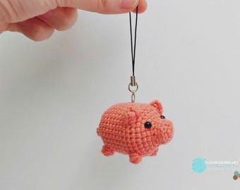 Haakpatroon schattig varken pdf | Amigurumi-sleutelhanger varken, handgemaakt valentijnscadeau, mini tasbedel varken, gehaakt dierenvriendje