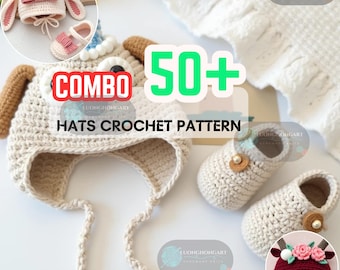 50+ Crochet Hat Patterns: Granny Stitch, Wallflower, Bucket (PDF Pattern)
