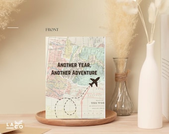 Tarjeta de cumpleaños de aventura / Tarjeta de cumpleaños de pasión por los viajes / Cumpleaños / Tarjetas de felicitación / Tarjeta inspiradora / Año nuevo, nuevas aventuras / Viajes