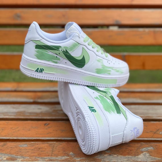 Customized Air Force One Broken Windy Grass Green Color Design Pattern Design Non slip and Wear resistant Low Top Etsy UK