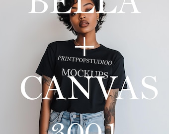 Black Model Mockup, Bella Canvas 3001 Black Tshirt Mockup, 3001 Black T-shirt Mockup, Black Woman Mockup, Diverse Mockups, Aesthetic Mockup