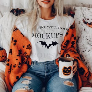 Halloween Mockup Black Gildan 5000 Mockup | Gildan 5000 Black | Fall TShirt Mockup | Oversized Shirt Mockup | Fall Mockup | Trendy Mockup