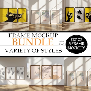 Set Of 3 Frame Mockup Simple Frames 3 Picture Frame Mockup PSD, Close up Mockup, Frame Mock Up, Picture Frame Mockup,  frame bundle mockup