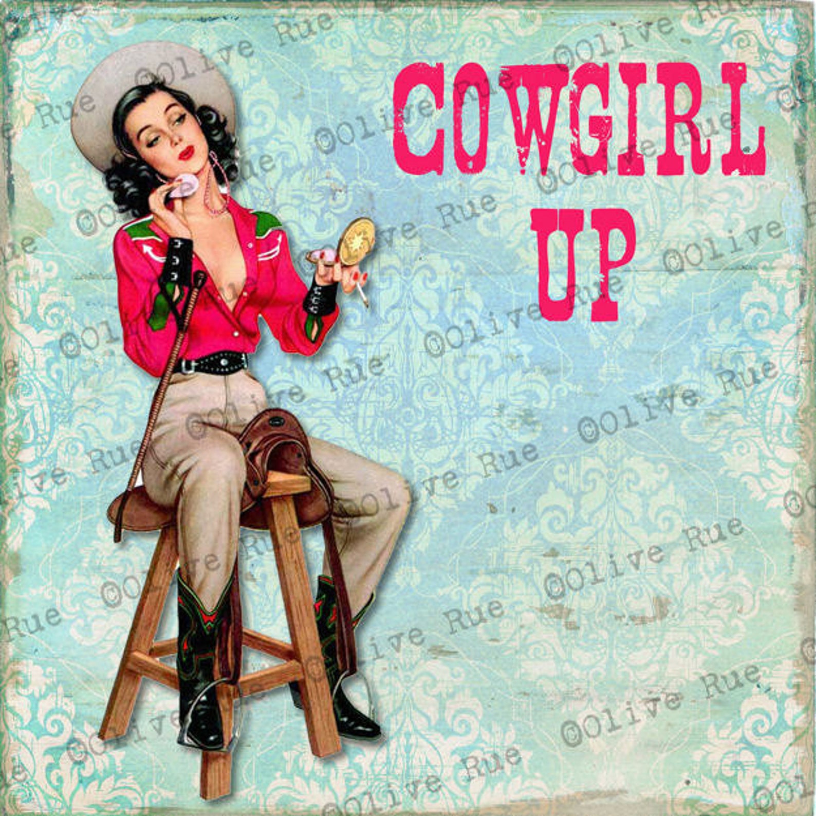 Digital Download Cowgirl up 8x8 Print - Etsy