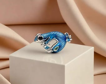 Blauer Gecko-Anhänger Must-Have-Sterlingsilber Niedliche Eidechsen-Anhänger Heben Sie Ihr Armband mit diesem Positivitäts-Symbol-Armband-Anhänger NEU