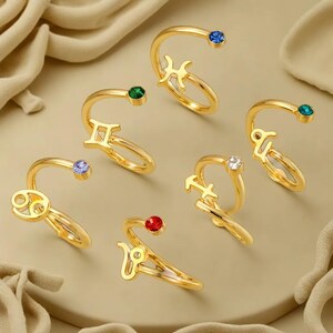 Zodiac Constellation Zircon Ring | Adjustable Astrology Ring for Girls | Simple and Meaningful Gift for Her Unique Women Jewellery