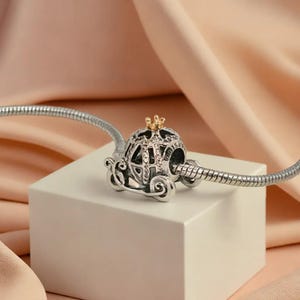 Cinderella&#39;s Pumpkin Coach Pandora Charm Sterling Silver Trending and Nostalgic Present, Ideal for Anniversaries Gift For Her
