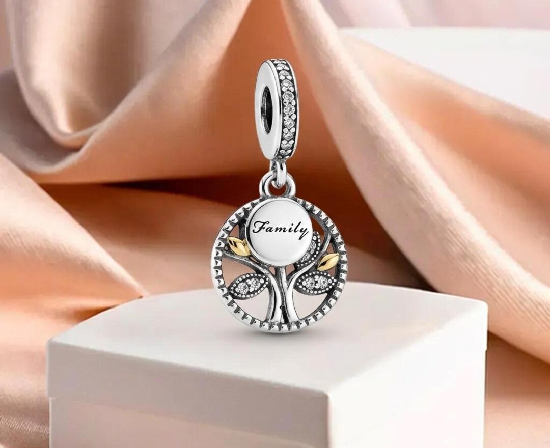 Sparkling Family Tree Dangle Charm, Shimmering Stones, Engraved ...