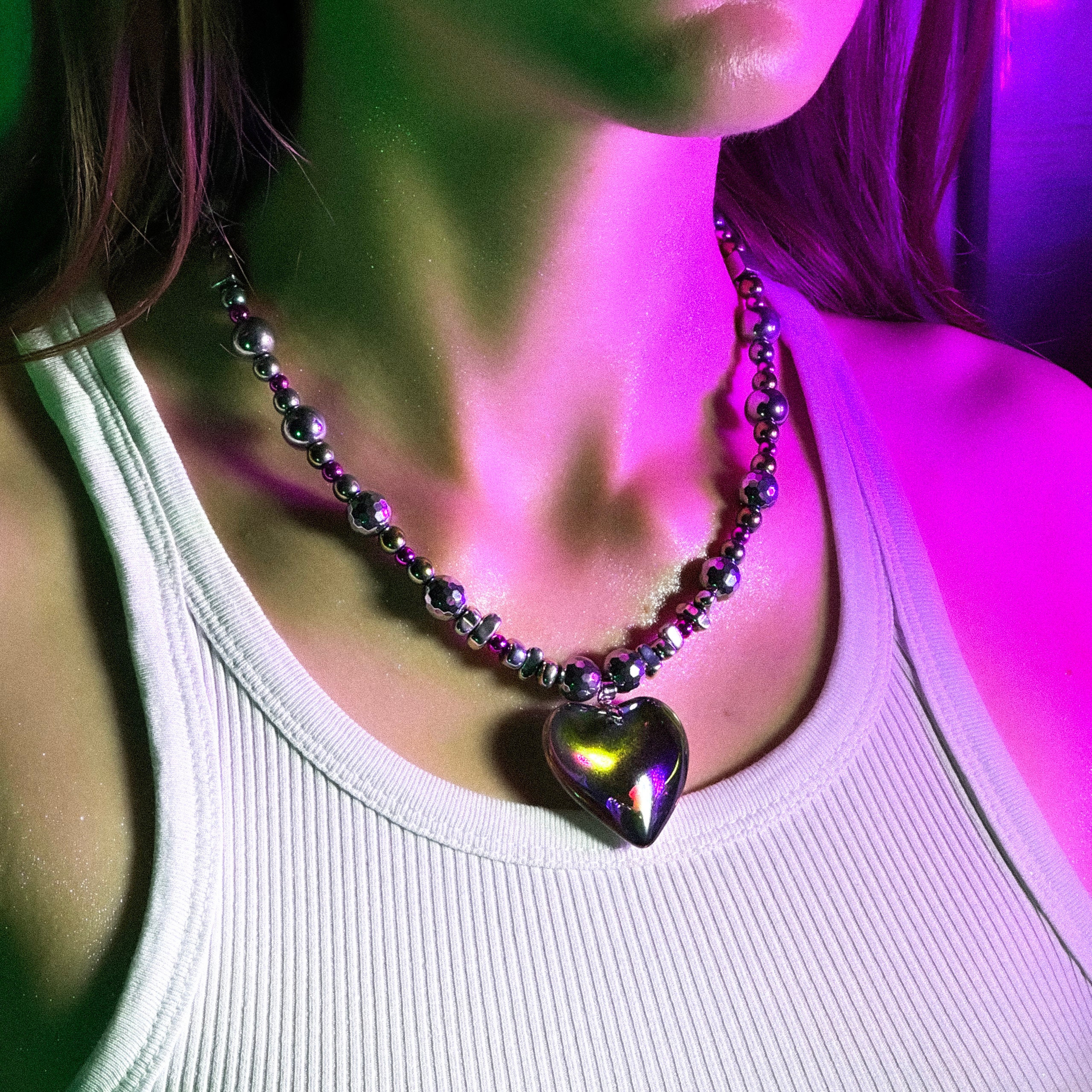 Y2K Unisex Necklace | Heart Shaped Necklace | Grunge Style