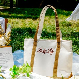 Bridesmaid Gift Bag,Canvas Tote Bag,Personalized Gifts,Tote Bag,Embroidered Tote Bag,Personalized Name Tote Bag,Custom Text Boat Tote Bag