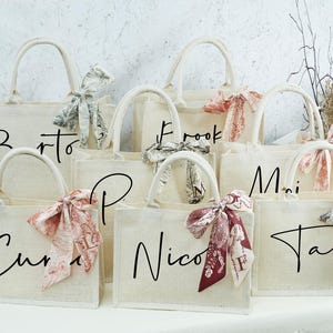 Personalized Proposal Bags,Beach Tote Bag with Name,Burlap Bags,Monogram Tote Bag,Bachelorette Party,Bridesmaid Gift Bag With Name Scarf