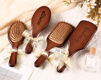 Personalized Bamboo Hair Comb, Engraved Name, Bridesmaid Gift