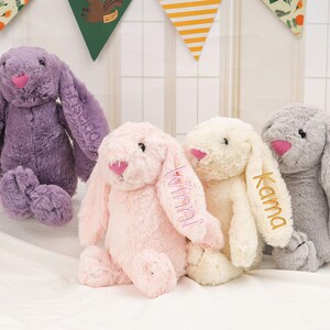 Embroidered Bunny Rabbit,Bunny Soft Plush Toy,Monogrammed Bunny,Personalized Plush Bunny Rabbit,Newborn Baby Gifts,Gift for kids Boys Girls