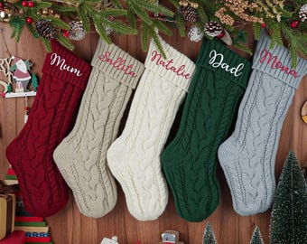 2025 Embroidered Christmas Stocking,Personalized Family Christmas Stockings,Knitted Stockings With Name,Knit Stocking,Holiday Decor Gift