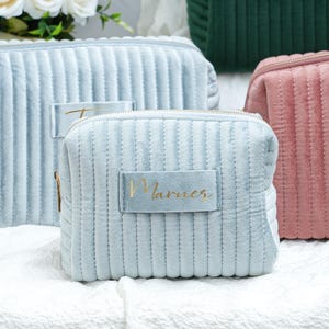 Personalized Bridesmaid Cosmetic Bag,Wedding Gift,Travel Toiletry Bag for Her,Name Makeup Bag,Custom Velvet Cosmetic Bag for Bridesmaids