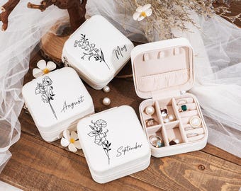 Portagioie da viaggio personalizzato, regalo per damigella d'onore con motivo floreale inciso