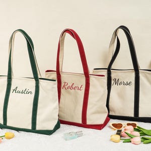 Bridesmaid Gift Bag,Canvas Tote Bag,Personalized Gifts,Tote Bag,Embroidered Tote Bag,Personalized Name Tote Bag,Custom Text Boat Tote Bag