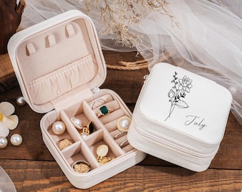 Portagioie da viaggio con motivo floreale inciso, regalo personalizzato per damigella d'onore