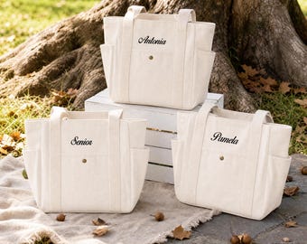 Personalized Embroidered Canvas Tote Bag, Custom Name Bridesmaid Gift, Bridal Party Bag,Wedding Gift for Bridesmaids,Gift For Her