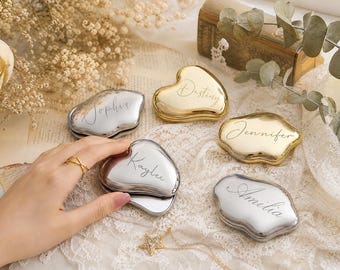 Personalized Cloud Compact Mirror, Custom Name Engraved Pocket Mirror, Bridesmaid Gift, Makeup Mirror for Her