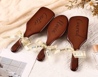 Personalized Bamboo Hair Comb with Name,Wedding Party Gift,Bridesmaid Proposal Keepsake,Gift for Mom,Wooden Comb With Name Engraved