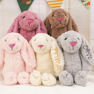 Embroidered Bunny Rabbit,Newborn Baby Gifts,Gift for kids Boys Girls,Bunny Soft Plush Toy,Monogrammed Bunny,Personalized Plush Bunny Rabbit