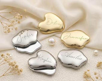 Personalized Cloud Compact Mirror, Custom Name Engraved Pocket Mirror, Bridesmaid Gift, Makeup Mirror for Her
