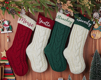 2025 Christmas Family Stocking,Knitted Stockings With Name,Personalized Family Christmas Stockings,Embroidered Christmas Stocking,Christmas