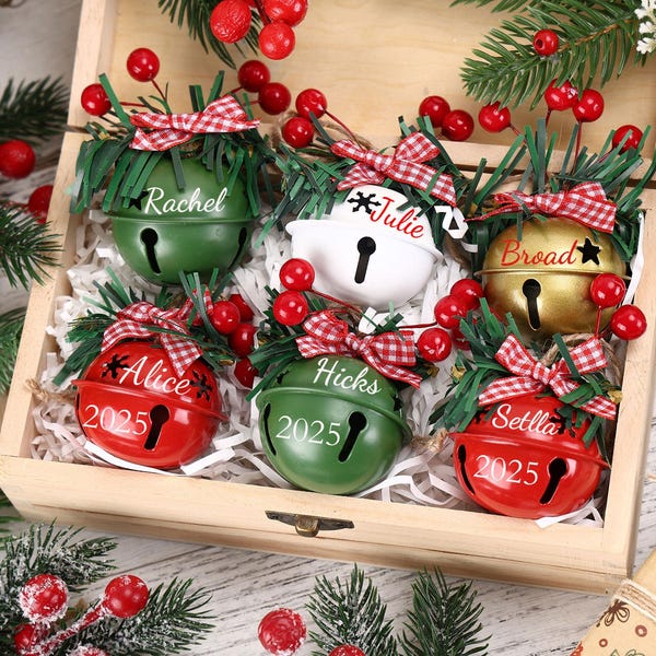 Personalized Christmas Bell Ornament, Custom 2025 Jingle Bell