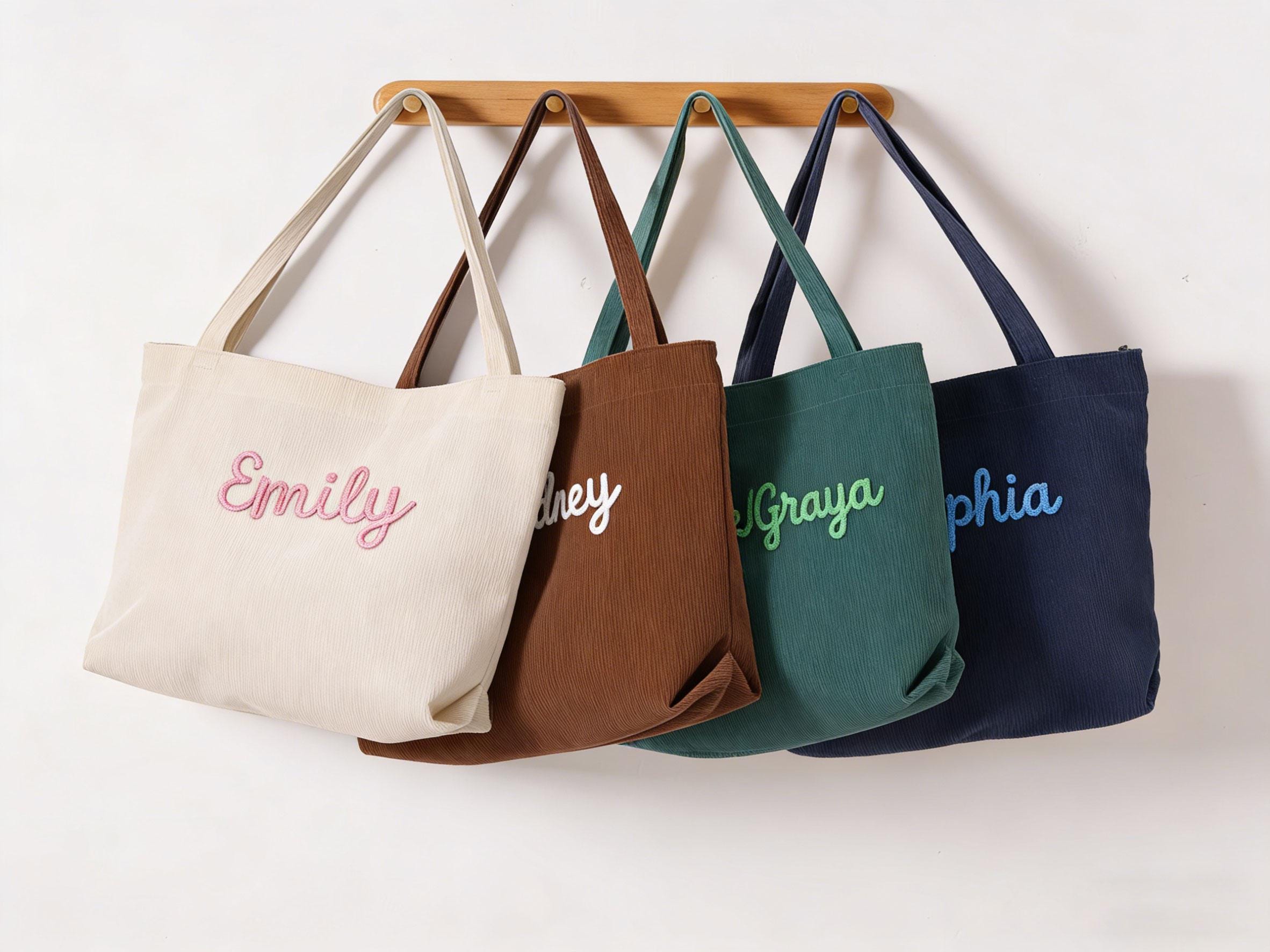Borsa Tote In Velluto A Coste Per Donna – Fragola – Capiente E Morbida Con Tasche Interne - 6