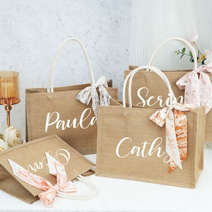 Personalized Burlap Tote Bag: Bridesmaid, Bridal Shower Gift