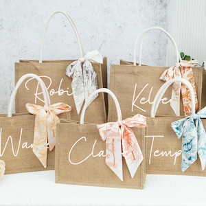 Sac fourre-tout de plage personnalisé en toile de jute, cadeau de demoiselle d&#39;honneur