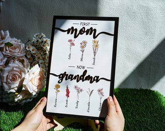 Personalized Grandma's Garden Wooden Sign: Birth Month Flowers