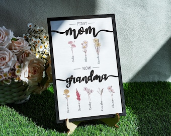 Personalized Grandma's Garden Wooden Sign: Birth Month Flowers