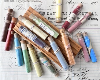 Vintage porcelain pigment powders, Color powder vials