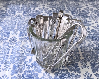 Antique silver sugar tongs, Bon-bon tongs, Art Nouveau silver, Victorian ice tongs, Tete-a-tete tongs, Art Deco