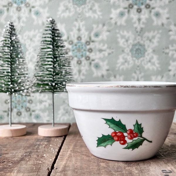 Vintage holly bowl, Christmas pudding bowls, Hall China holly bowl, Keen's English Chop House