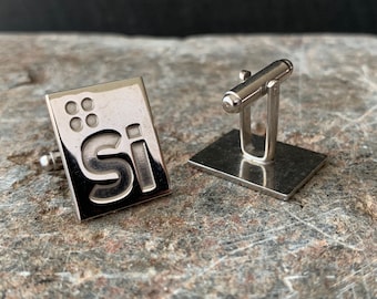 Silicon cufflinks, Si symbol, Silicon Valley, Periodic Table, Elements, Gifts for Grads, Gifts for Dads, Vintage Tech
